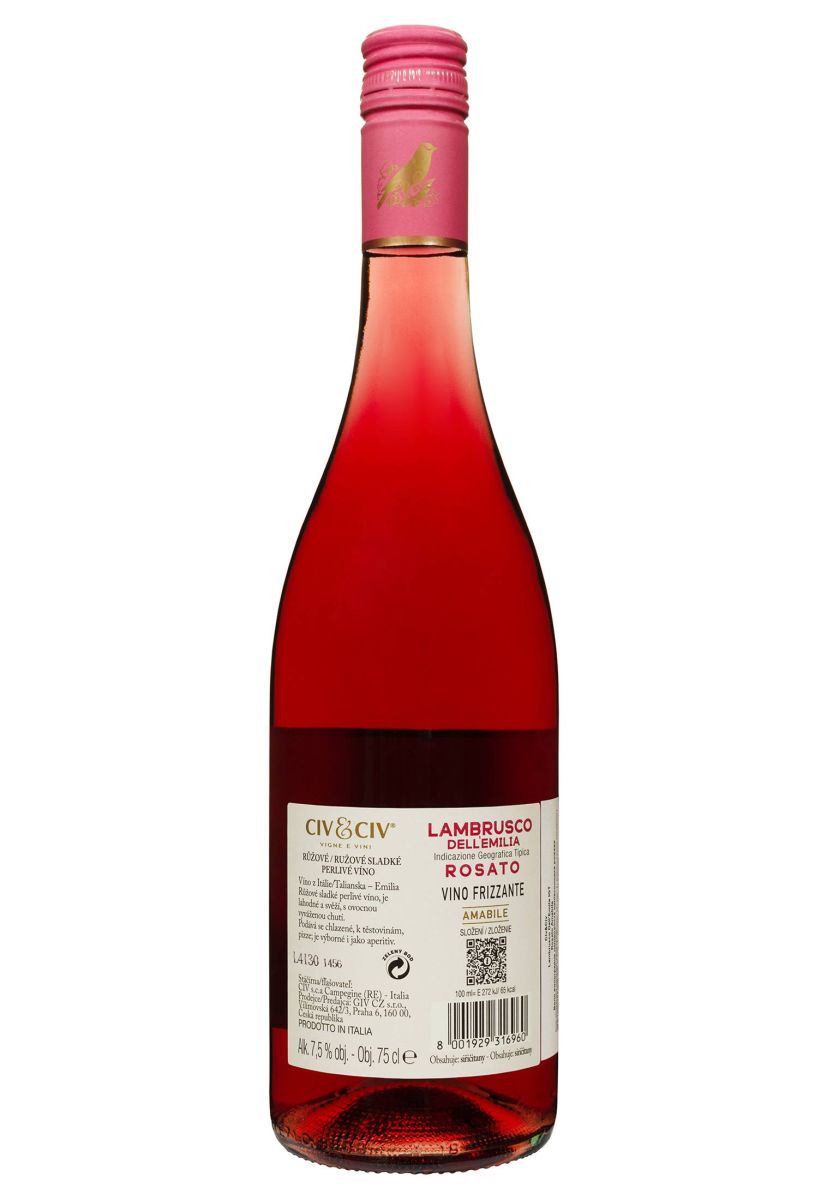 Вино игристое Civ&Civ Lambrusco dell'emilia Rosato Amabile 0.75 л