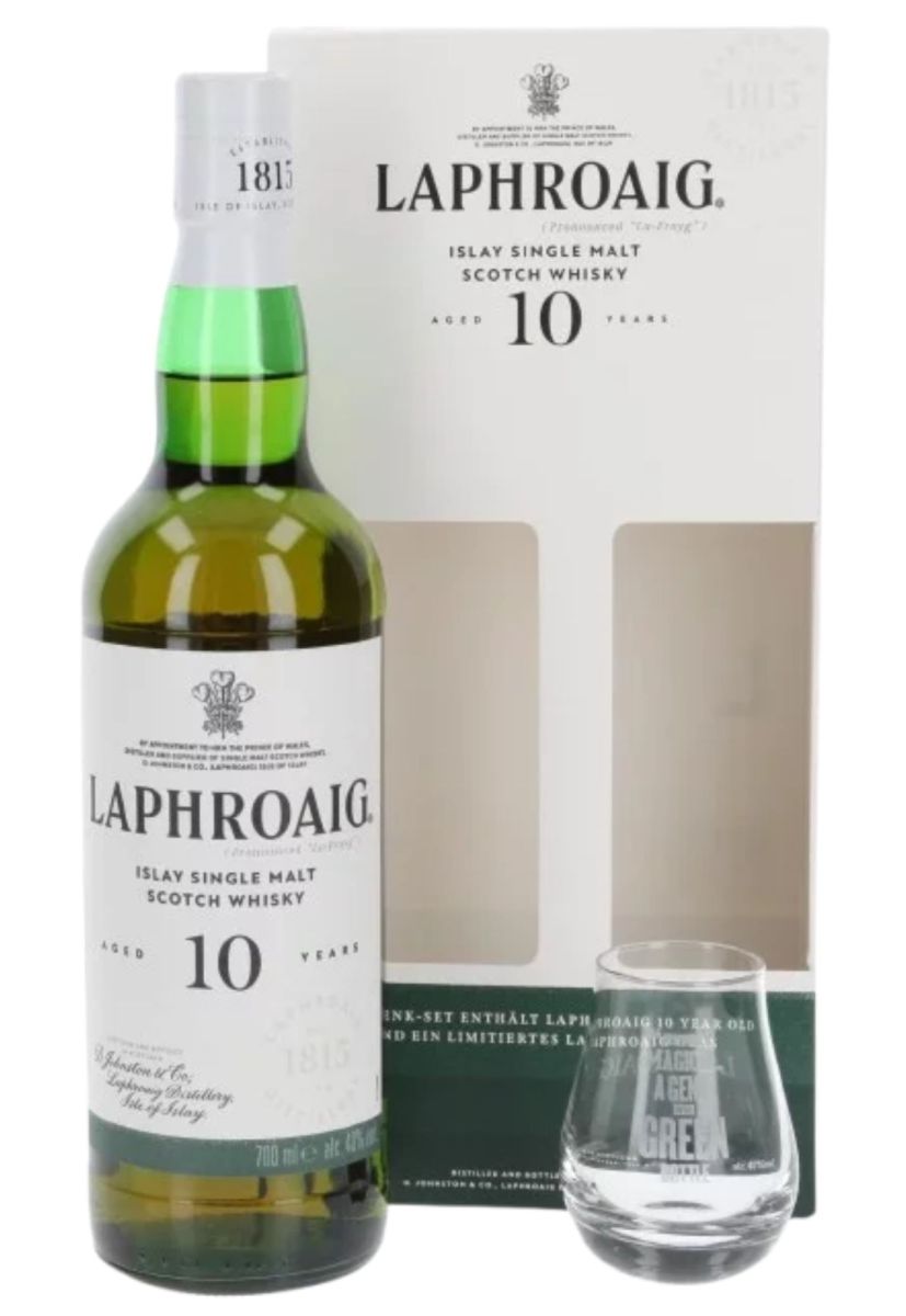 Віскі Laphroaig 10 років із келихом 40% 0,7 л
