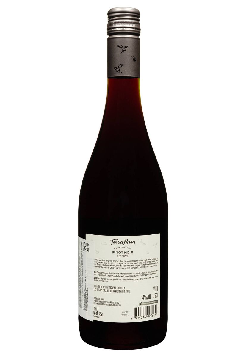 Вино Terra Pura Pinot Noir Reserva 2022 Красное Сухое 0.75 л