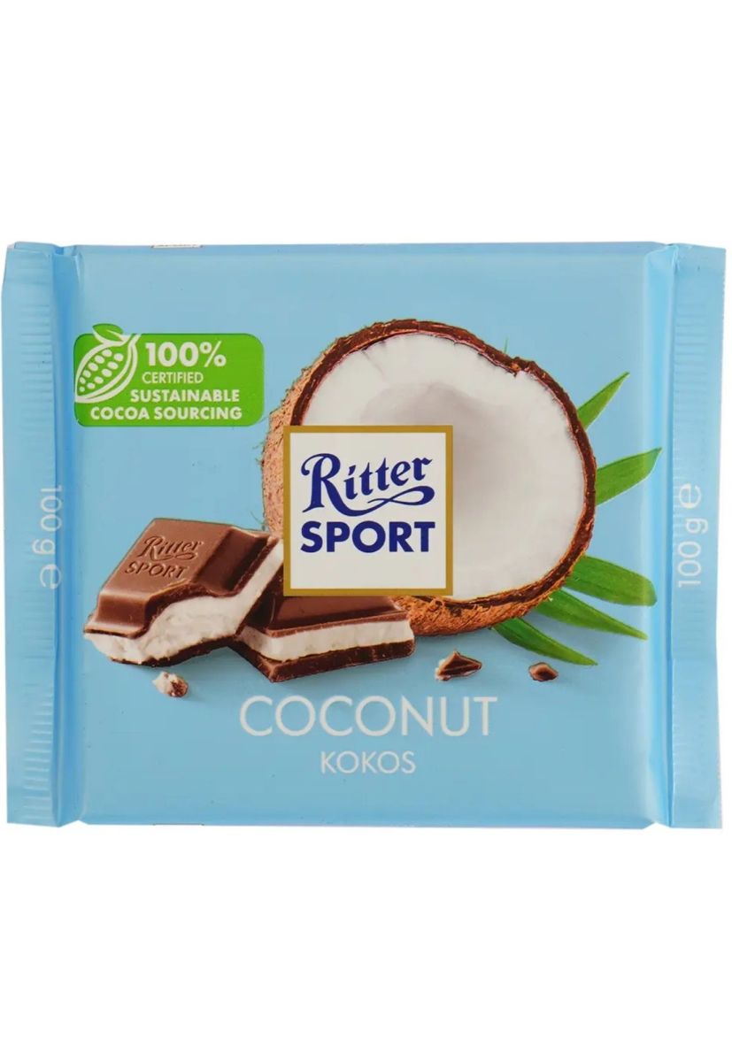 Шоколад молочний Ritter Sport з кокосово-молочним кремом 100 г