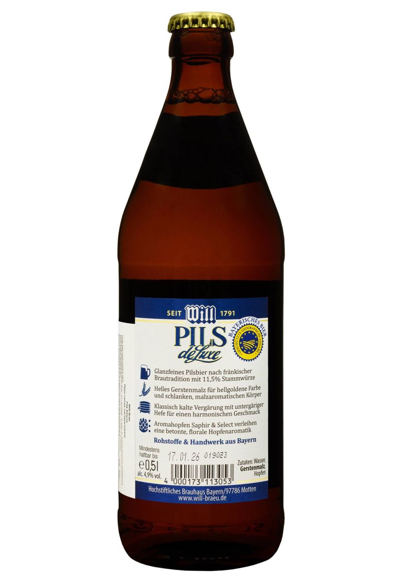 Пиво Will-Brau Pils de Luxe светлое фильтрованное 0,5 л